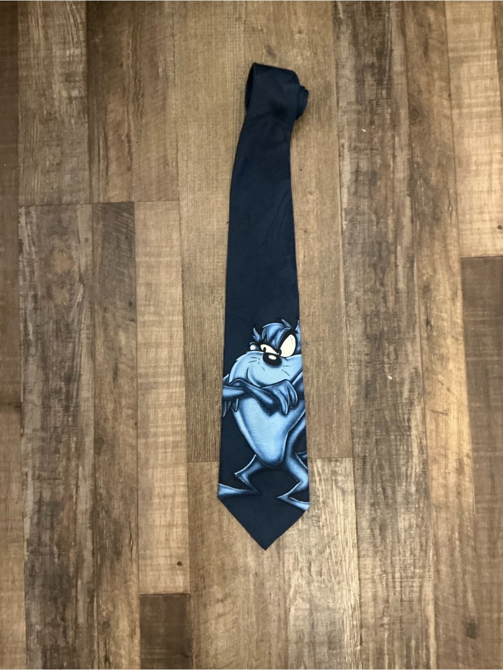 Vintage Looney Tunes Mania Tie Tye Dark Blue Tazmanian Devil Taz 1996